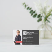 Zwarte witte monogram Modern minimalistische foto Visitekaartje (Staand voorkant)