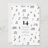 Zwarte & Witte Musical Notes Symbol Birthday Party Kaart (Voorkant)
