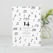 Zwarte & Witte Musical Notes Symbol Birthday Party Kaart (Staand voorkant)