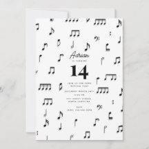 Zwarte & Witte Musical Notes Symbol Birthday Party