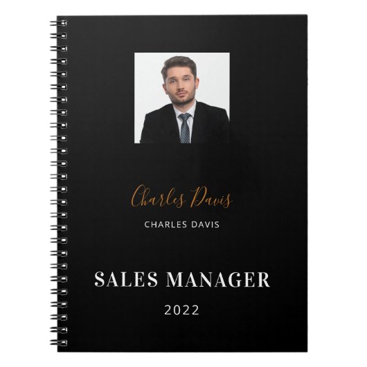 Zwarte witte naam Handtekening foto 2023 Notitieboek (Voorkant)