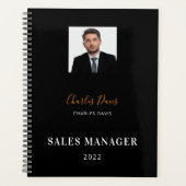 Zwarte witte naam handtekening foto bedrijf 2026 planner (Voorkant)