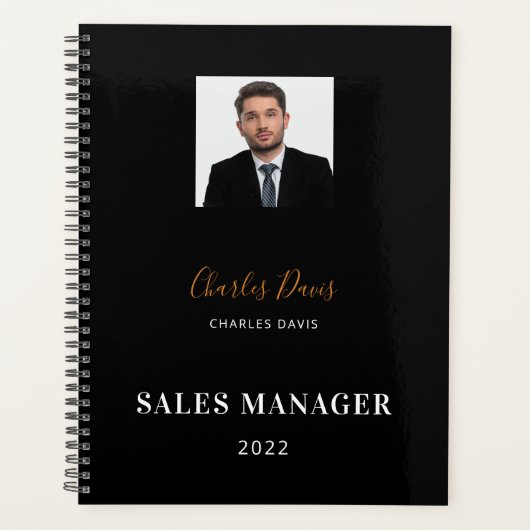 Zwarte witte naam handtekening foto bedrijf 2026 planner (Voorkant)