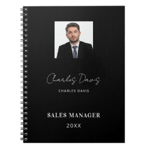 Zwarte witte naam Handtekening foto Notitieboek