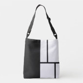 Zwarte witte naam Mondriaan Geïnspireerd kleurenbl Crossbody Tas (Achterkant)
