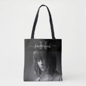 Zwarte witte naam monogram initiaal script foto tote bag (Voorkant)