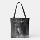 Zwarte witte naam monogram initiaal script foto tote bag (Achterkant)