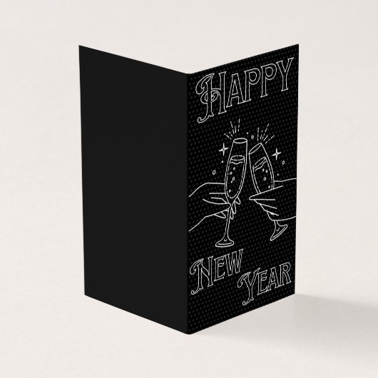 Zwarte & witte nieuwjaarskaarten 25 pk kaart (Buitenkant)