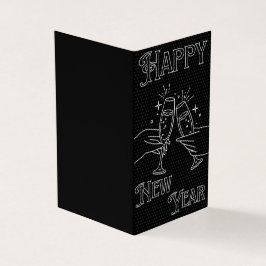 Zwarte & witte nieuwjaarskaarten 25 pk kaart