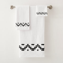 Zwarte witte Noorse grens Wit diaset Bad Handdoek