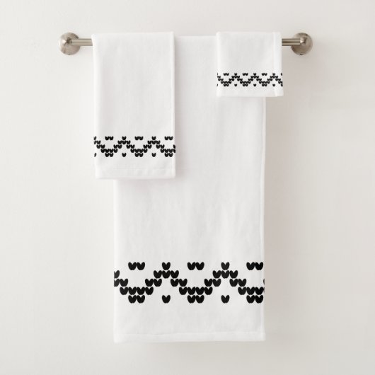 Zwarte witte Noorse grens Wit diaset Bad Handdoek (Insitu)