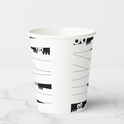 Zwarte witte ogen Peeking Mummy Halloween Papieren Bekers (Links)