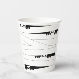 Zwarte witte ogen Peeking Mummy Halloween Papieren Bekers