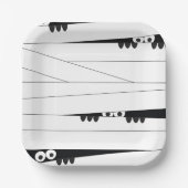 Zwarte witte ogen Peeking Mummy Halloween Papieren Bordje (Voorkant)