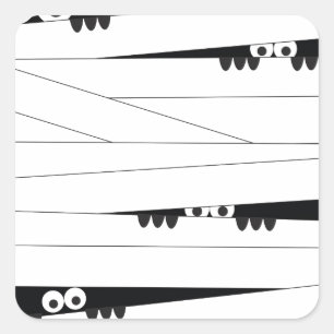 Zwarte witte ogen Peeking Mummy Halloween Vierkante Sticker