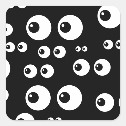 zwarte witte ogen vierkante sticker (Voorkant)