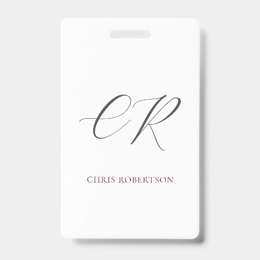 Zwarte witte op maat gemaakte kalligrafie monogram badge (Voorzijde)