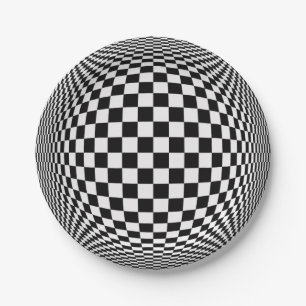 Zwarte witte optische illusie papieren bordje