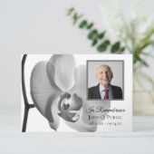 Zwarte witte orchidee begrafenis sympathie bedankkaart (Staand voorkant)