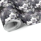 Zwarte witte orchidee enkele streep cadeaupapier (Rol Hoek)