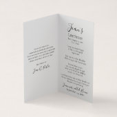 Zwarte witte orchidee op stam begrafenis gebed visitekaartje (Binnen)