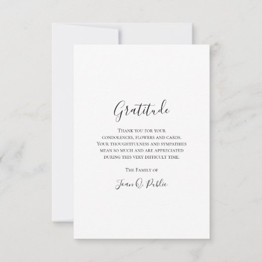 Zwarte witte orchideeën op stam begrafenissympathi bedankkaart (Achterkant)