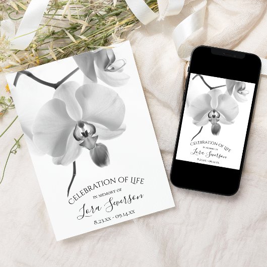 Zwarte witte orchideeën op stam viering van het le kaart