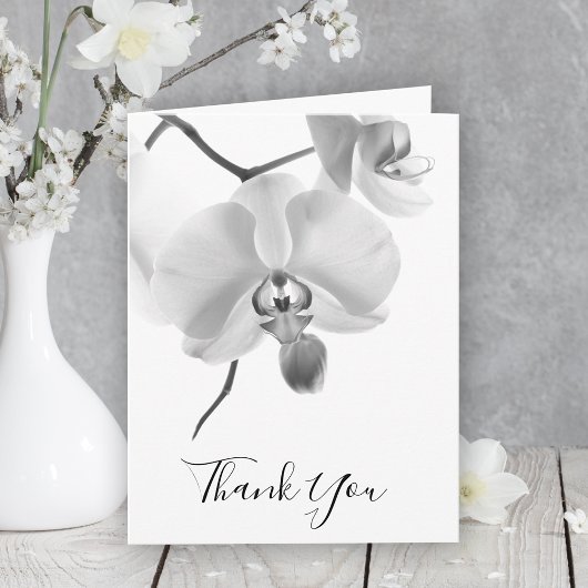 Zwarte witte orchideeën op steel sympathie dank u bedankkaart