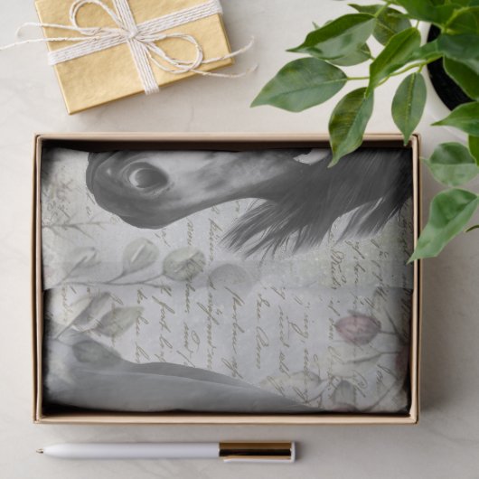 Zwarte witte paarse Floral Tissuepapier (Geschenk)