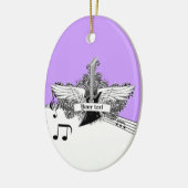 Zwarte witte paarse gitaar met vleugels keramisch ornament (Links)