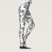 Zwarte witte paddenstoelen Leggings (Rechts)