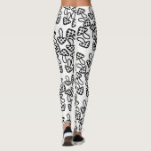 Zwarte witte paddenstoelen Leggings (Achterkant)