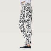 Zwarte witte paddenstoelen Leggings (Links)