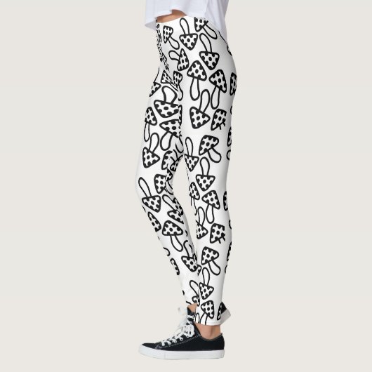 Zwarte witte paddenstoelen Leggings (Links)