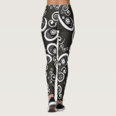 Zwarte witte paisley leggings (Achterkant)