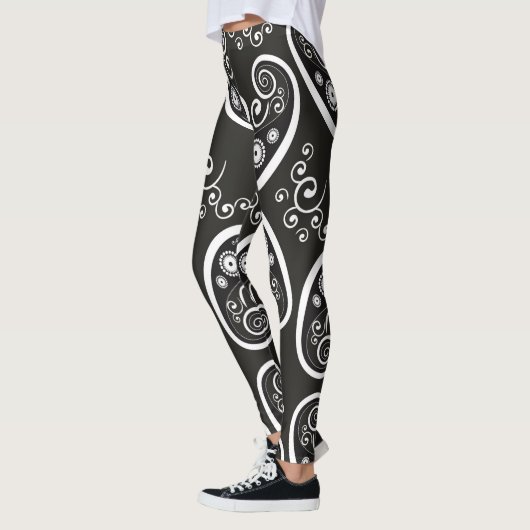 Zwarte witte paisley leggings (Links)