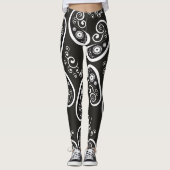 Zwarte witte paisley leggings (Voorkant)