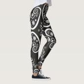 Zwarte witte paisley leggings (Rechts)