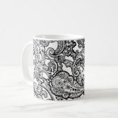 zwarte witte paisley mok (Voorkant links)