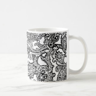 zwarte witte paisley mok