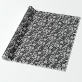zwarte witte paisleypatronen cadeaupapier (Uitgerold)