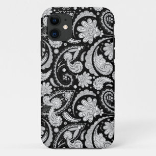  zwarte witte paisleypatronen iPhone 11 hoesje