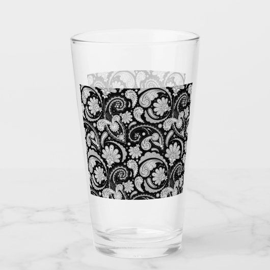  zwarte witte paisleypatronen glas (Voorkant)