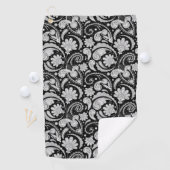  zwarte witte paisleypatronen golfhanddoek (Insitu)