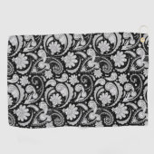  zwarte witte paisleypatronen golfhanddoek (Horizontaal)