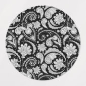  zwarte witte paisleypatronen labels (Design 2)