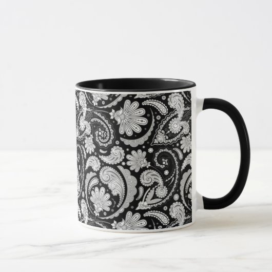  zwarte witte paisleypatronen mok (Rechts)