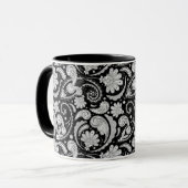  zwarte witte paisleypatronen mok (Voorkant links)