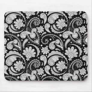  zwarte witte paisleypatronen muismat