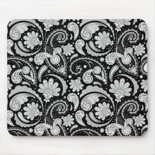 zwarte witte paisleypatronen muismat (Voorkant)